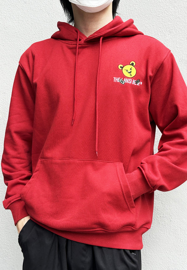EMBROIDERED DRAGON BEAR HOODIE (MAROON) (LIMITED-EDITION)