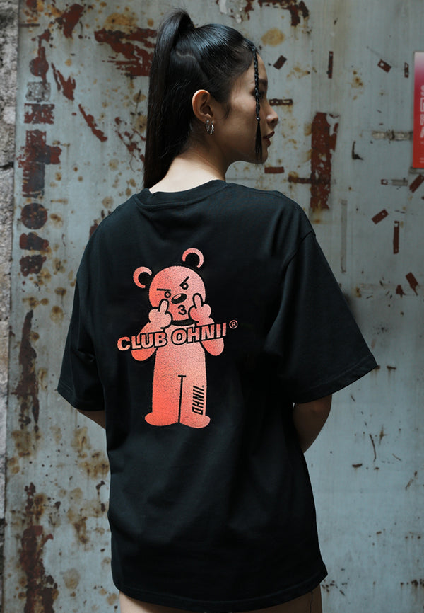 OVERSIZED MF GRADIENT TUFTING BEAR COTTON JERSEY TSHIRT (RED)