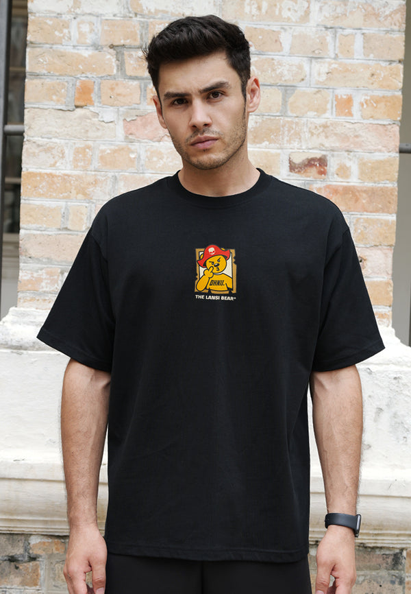 OVERSIZED PIRATE MOST WANTED BEAR (BLACK) COTTON JERSEY TSHIRT