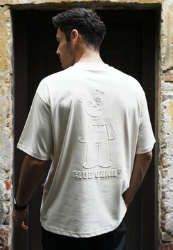 OVERSIZED 3D CLUB OHNII BEAR COTTON JERSEY TSHIRT (BEIGE)