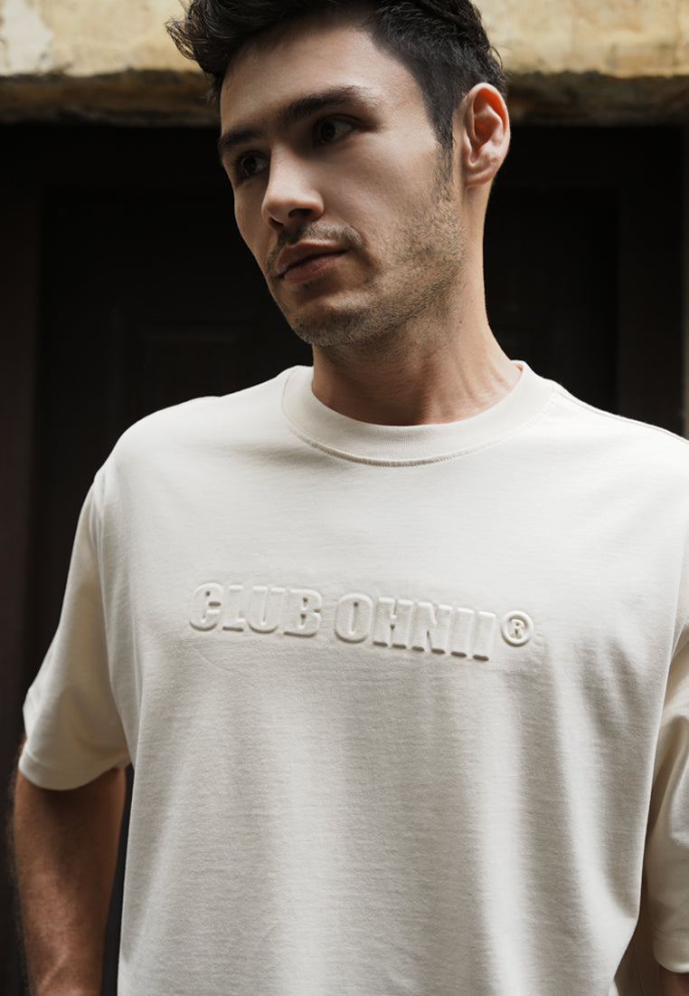 OVERSIZED 3D CLUB OHNII BEAR COTTON JERSEY TSHIRT (BEIGE)