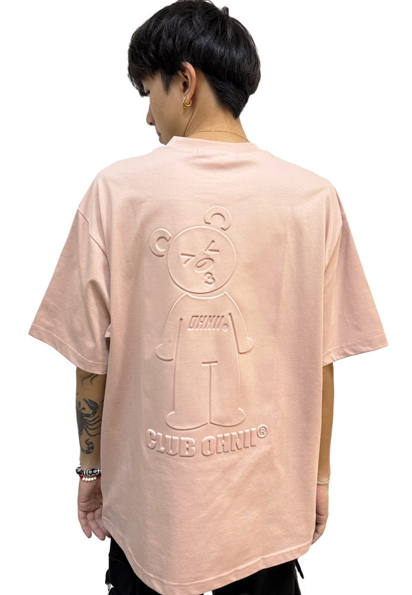 OVERSIZED 3D CLUB OHNINI HAUGHTY BEAR COTTON JERSEY TSHIRT (PEACH)