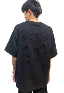 WATER-RESISTANCE: OVERSIZED 3D LUCKY CHARM HAUGHTY BEAR COTTON JERSEY TSHIRT (BLACK)