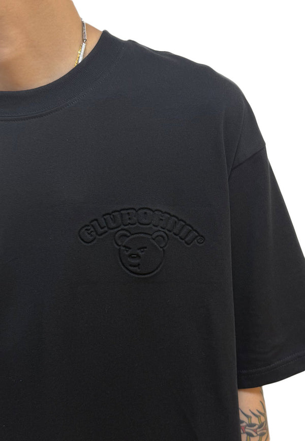 WATER-RESISTANCE: OVERSIZED 3D LUCKY CHARM HAUGHTY BEAR COTTON JERSEY TSHIRT (BLACK)