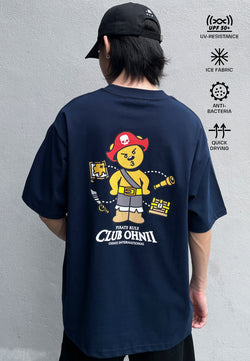 OVERSIZED PIRATES BEAR COTTON JERSEY TSHIRT (NAVY BLUE)