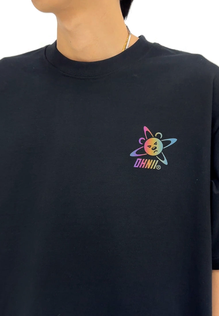 WATER-RESISTANCE: OVERSIZED BACK TO SPACE BEAR (BLACK) COTTON JERSEY TSHIRT