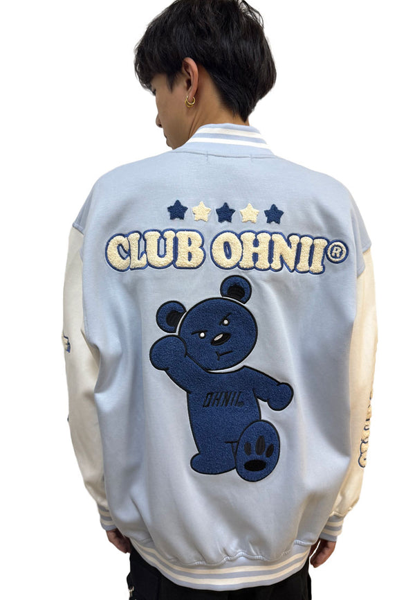 OVERSIZED CLUB OHNII HAUGHTY BEAR BASEBALL JACKET (BLUE)