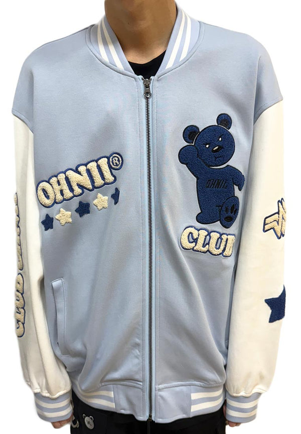 OVERSIZED CLUB OHNII HAUGHTY BEAR BASEBALL JACKET (BLUE)