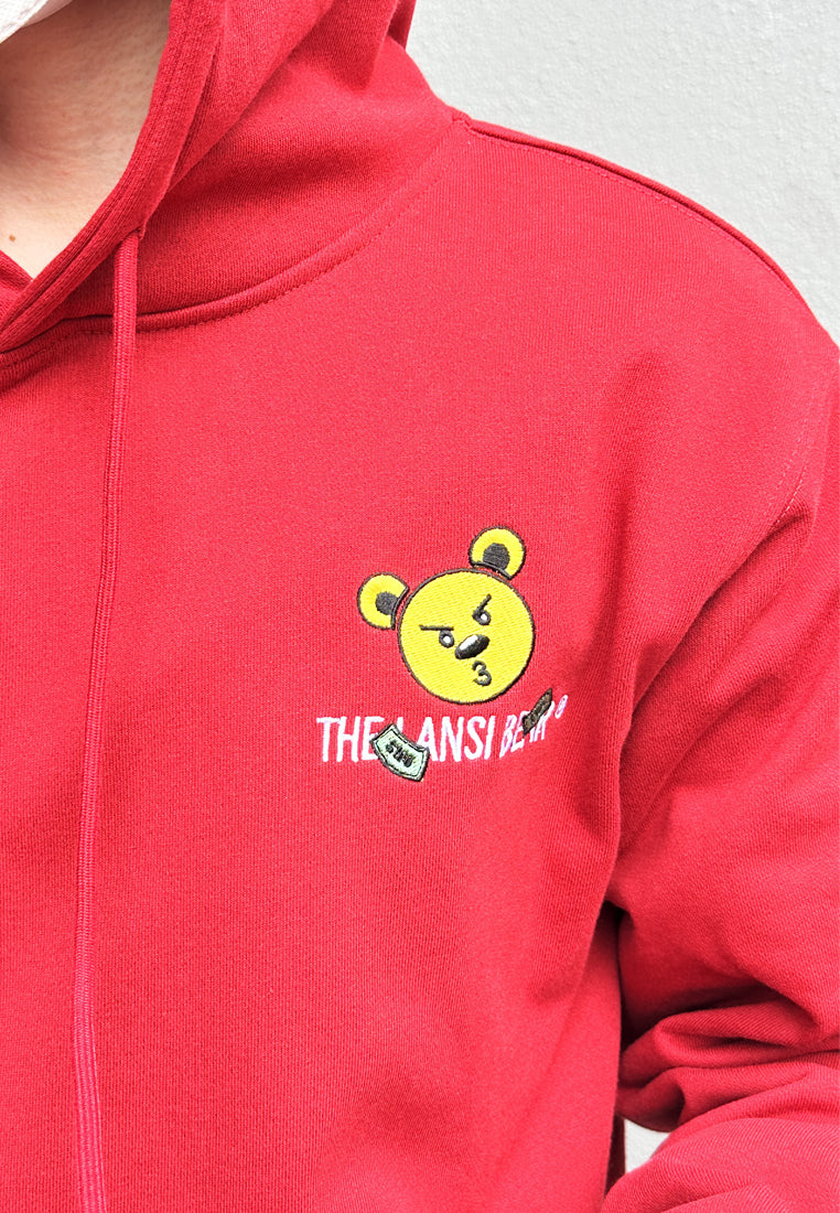 EMBROIDERED DRAGON BEAR HOODIE (MAROON) (LIMITED-EDITION)