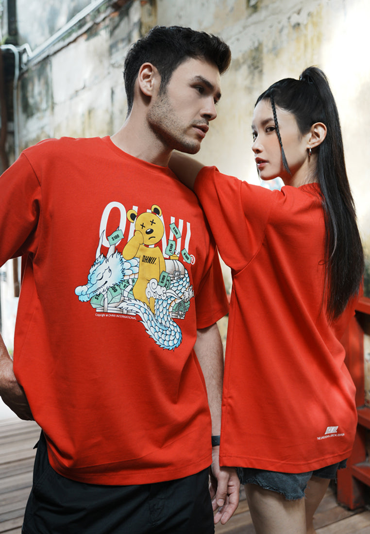 CNY EXCLUSIVE: DRAGON LANSI BEAR COTTON JERSEY TSHIRT (RED FRONT)