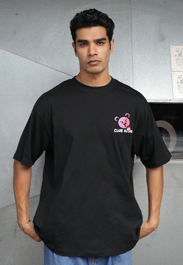 OVERSIZED COOKIE HAUGHTY BEAR COTTON JERSEY TSHIRT (BLACK)