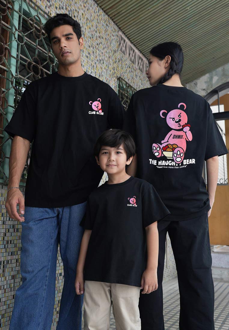 OVERSIZED COOKIE HAUGHTY BEAR COTTON JERSEY TSHIRT (BLACK)