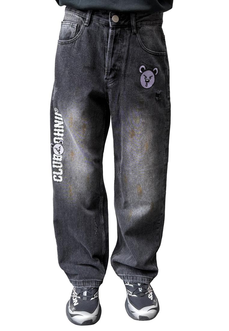 CLUB OHNII STRAWBERRY HAUGHTY BEAR GID JEANS IN DENIM
