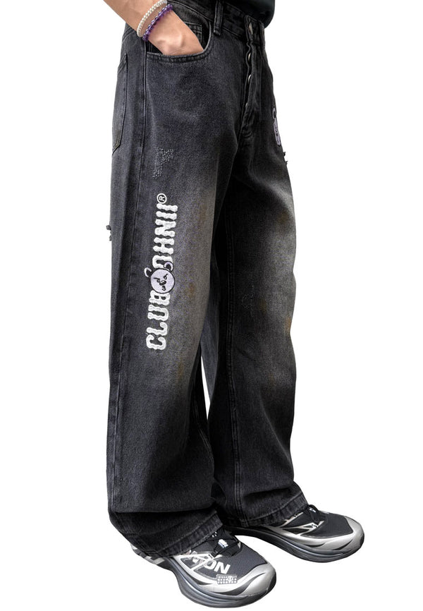 CLUB OHNII STRAWBERRY HAUGHTY BEAR GID JEANS IN DENIM