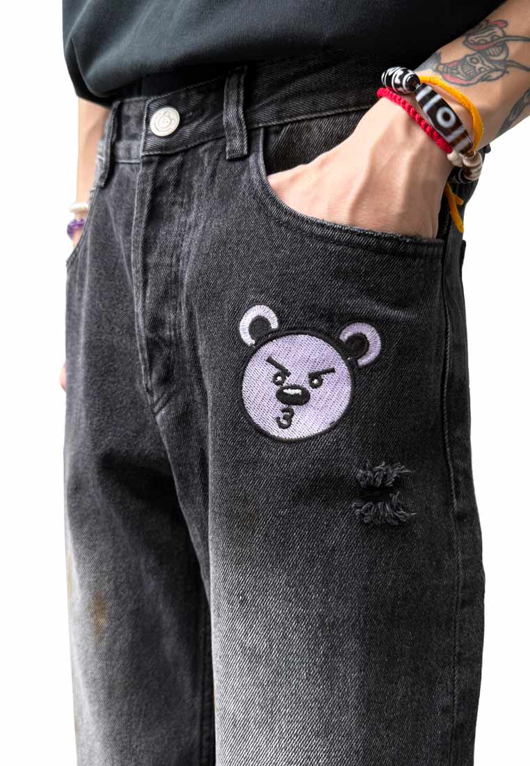 CLUB OHNII STRAWBERRY HAUGHTY BEAR GID JEANS IN DENIM