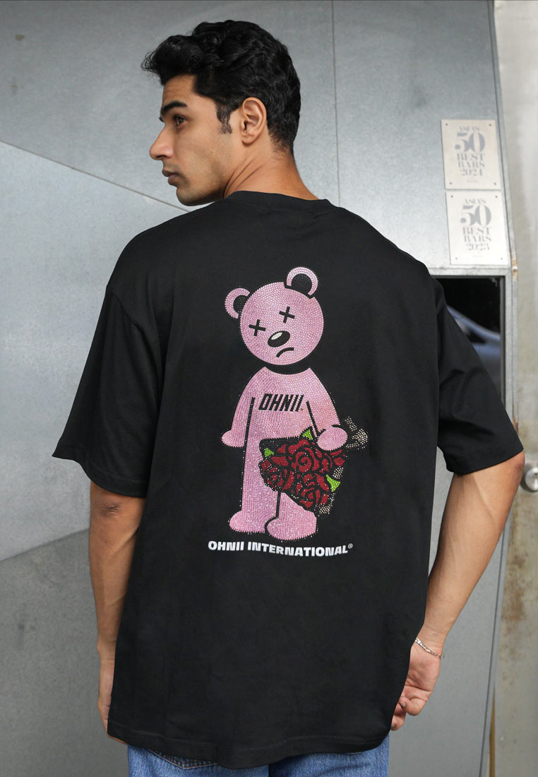 OVERSIZED OHNII FLOWER DIAMOND STANDING HAUGHTY BEAR COTTON JERSEY TSHIRT