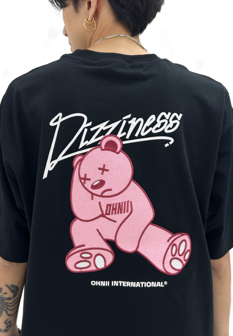 OVERSIZED DIZZINESS GLOW IN THE DARK PINK BEAR (BLACK) COTTON JERSEY TSHIRT