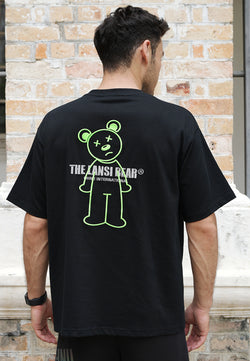 OVERSIZED EMBROIDERED GLOW IN THE DARK LANSI BEAR COTTON JERSEY TSHIRT
