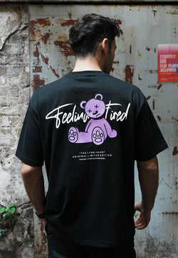 OVERSIZED FEELING TIRED GLOW IN THE DARK BEAR COTTON JERSEY TSHIRT