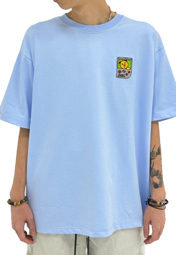 OVERSIZED GAME BOY BEAR (BABY BLUE) COTTON JERSEY TSHIRT