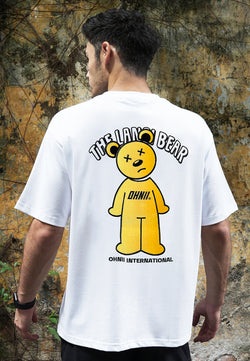 OVERSIZED GRADIENT TUFTING YELLOW BEAR COTTON JERSEY TSHIRT (WHITE)