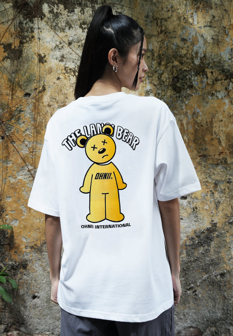 OVERSIZED GRADIENT TUFTING YELLOW BEAR COTTON JERSEY TSHIRT (WHITE)