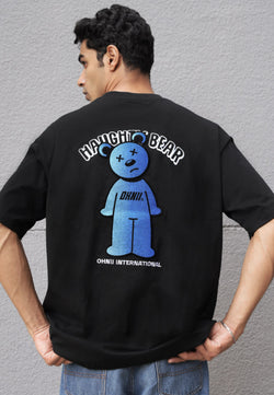 OVERSIZED GRADIENT TUFTING BEAR COTTON JERSEY TSHIRT