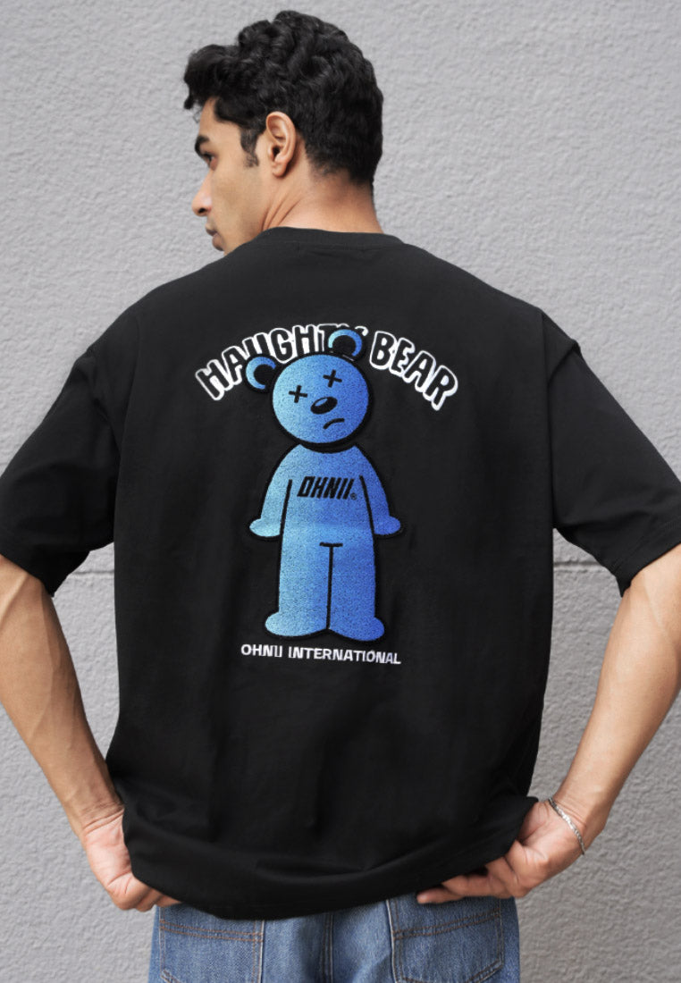 OVERSIZED GRADIENT TUFTING BEAR COTTON JERSEY TSHIRT