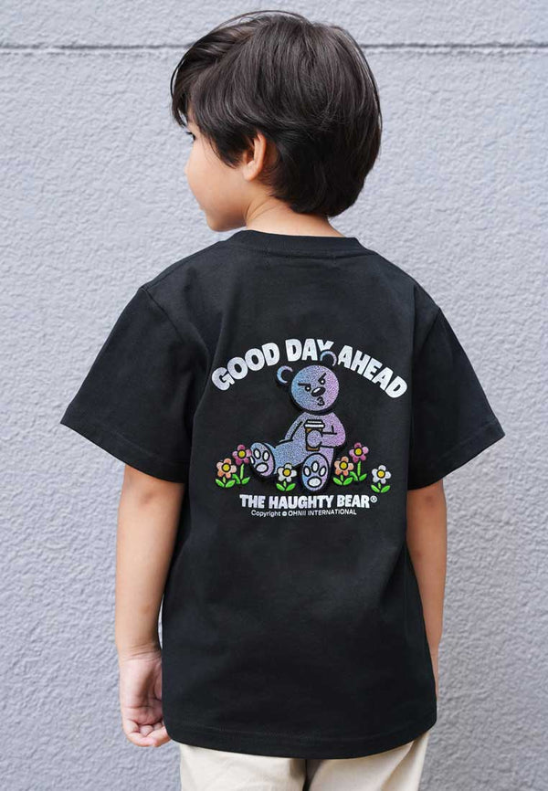 KIDS: GOOD DAY AHEAD HAUGHTY BEAR KIDS TEE (BLACK)