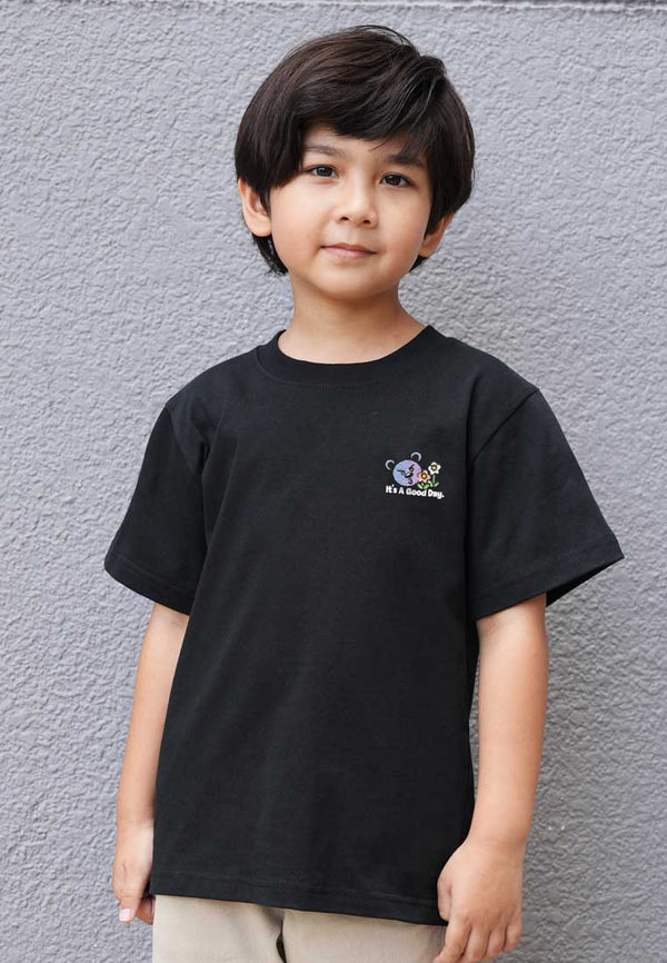KIDS: GOOD DAY AHEAD HAUGHTY BEAR KIDS TEE (BLACK)