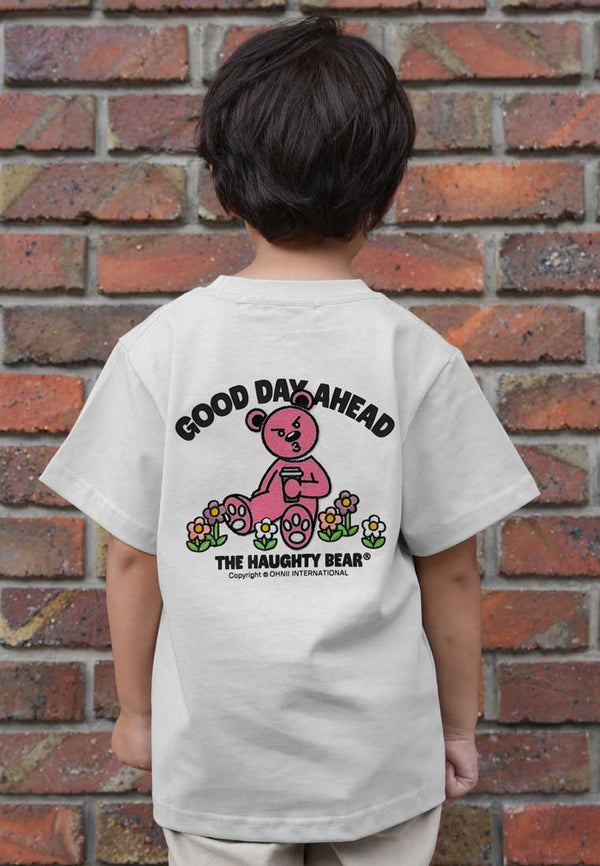 KIDS: GOOD DAY AHEAD HAUGHTY BEAR KIDS TEE (WHITE)