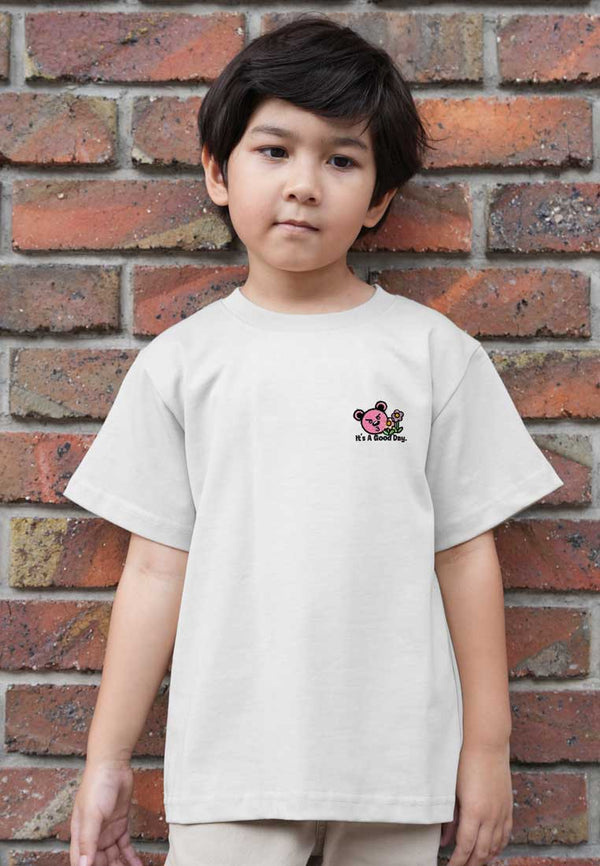 KIDS: GOOD DAY AHEAD HAUGHTY BEAR KIDS TEE (WHITE)