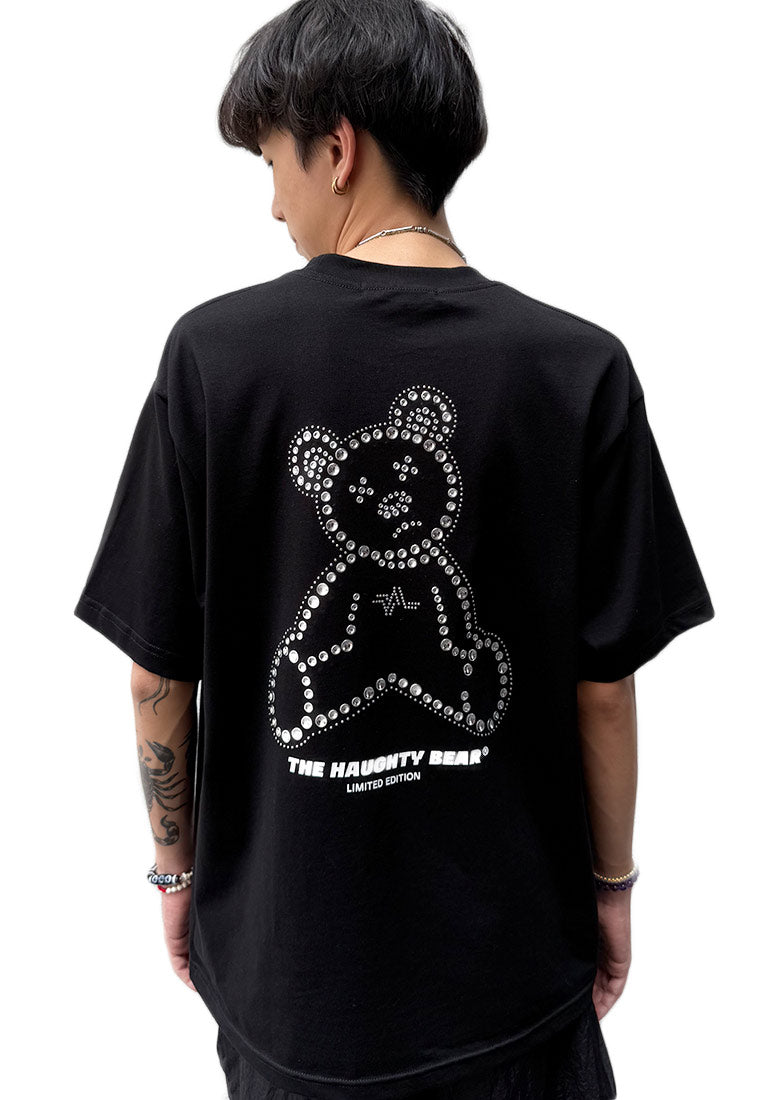 WATER-RESISTANCE: OVERSIZED SITTING METALIC HAUGHTY BEAR COTTON JERSEY TSHIRT