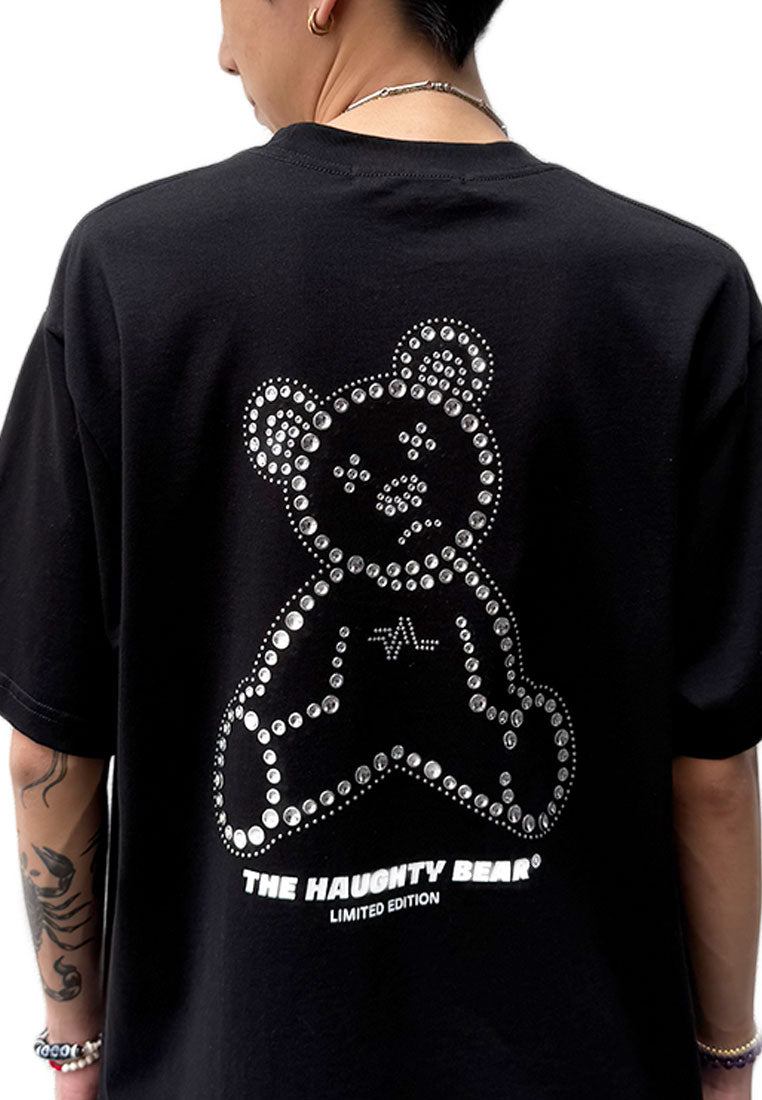 WATER-RESISTANCE: OVERSIZED SITTING METALIC HAUGHTY BEAR COTTON JERSEY TSHIRT