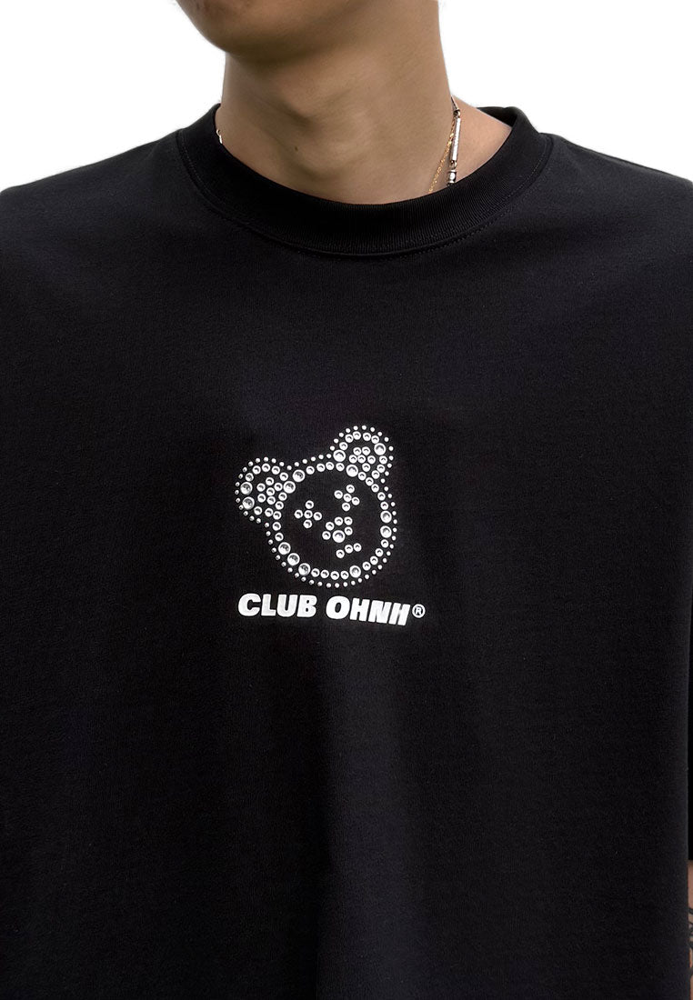 WATER-RESISTANCE: OVERSIZED SITTING METALIC HAUGHTY BEAR COTTON JERSEY TSHIRT