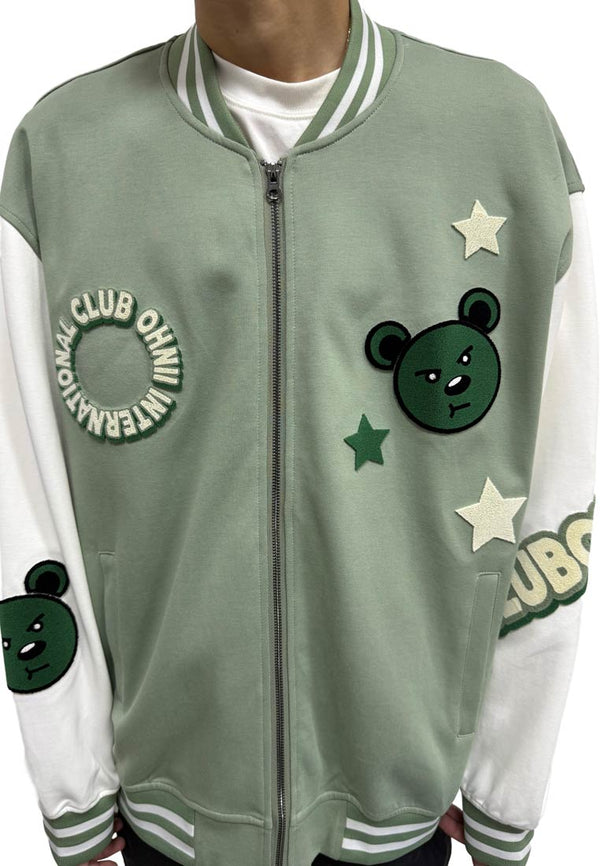 OVERSIZED STAR CLUB OHNII INTERNATIONAL BASEBALL JACKET (GREEN)