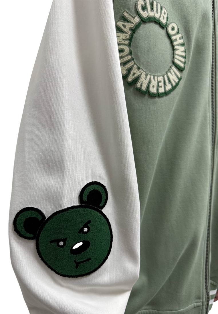 OVERSIZED STAR CLUB OHNII INTERNATIONAL BASEBALL JACKET (GREEN)