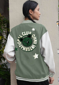 OVERSIZED STAR CLUB OHNII INTERNATIONAL BASEBALL JACKET (GREEN)