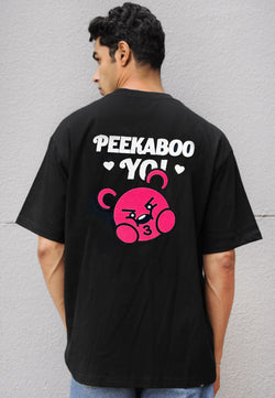 OVERSIZED PEEKABOO YO HAUGHTY BEAR COTTON JERSEY TSHIRT