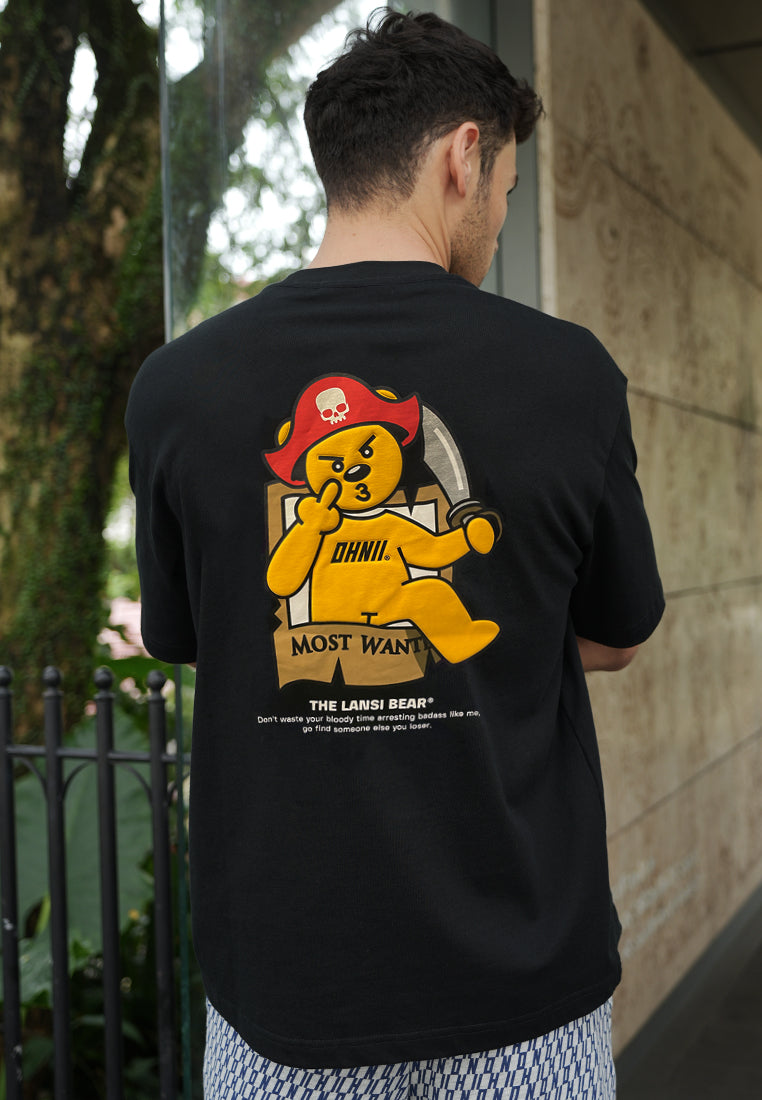 OVERSIZED PIRATE MOST WANTED BEAR (BLACK) COTTON JERSEY TSHIRT