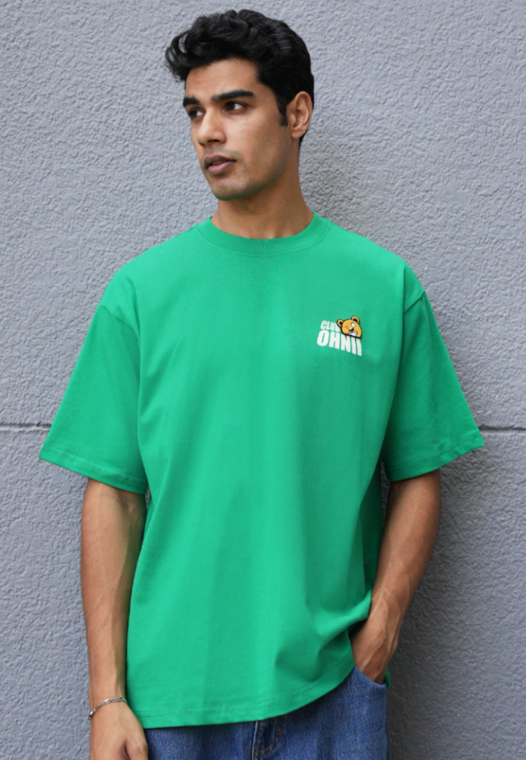 OVERSIZED CHILLHOOD SNACK HAUGHTY BEAR (GREEN) COTTON JERSEY TSHIRT