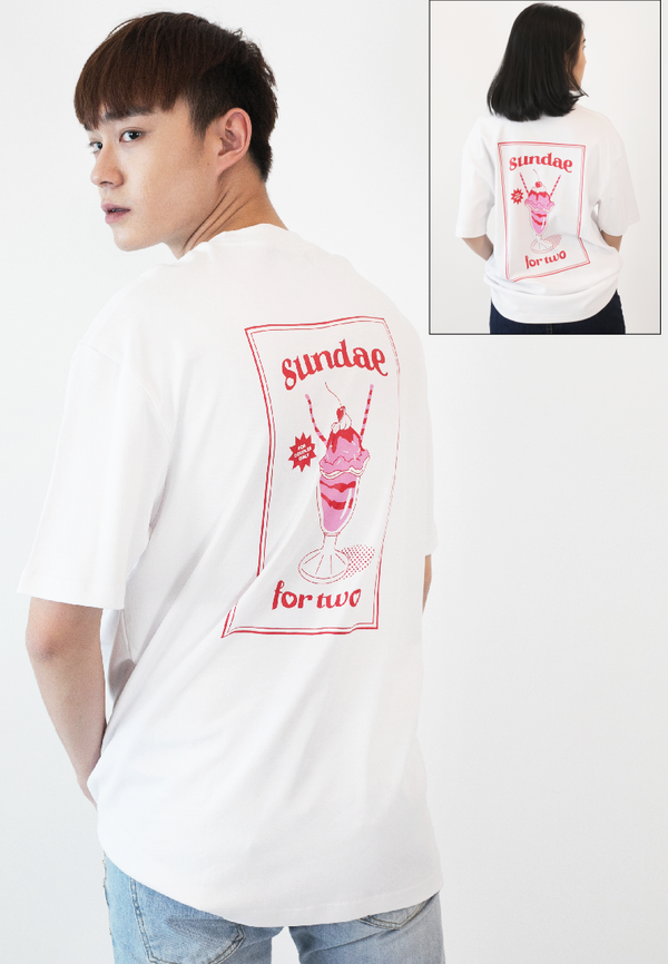 OVERSIZED SUNDAE F0R TWO PRINT COTTON JERSEY TSHIRT - Ohnii Official Site