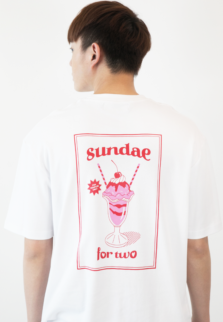 OVERSIZED SUNDAE F0R TWO PRINT COTTON JERSEY TSHIRT - Ohnii Official Site