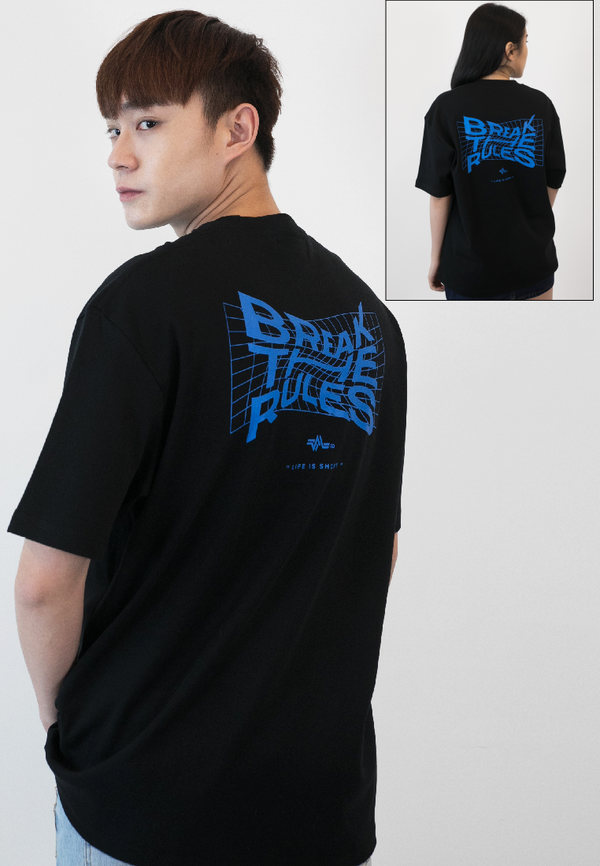 OVERSIZED BREAKTHERULES PRINT COTTON JERSEY TSHIRT - Ohnii Official Site