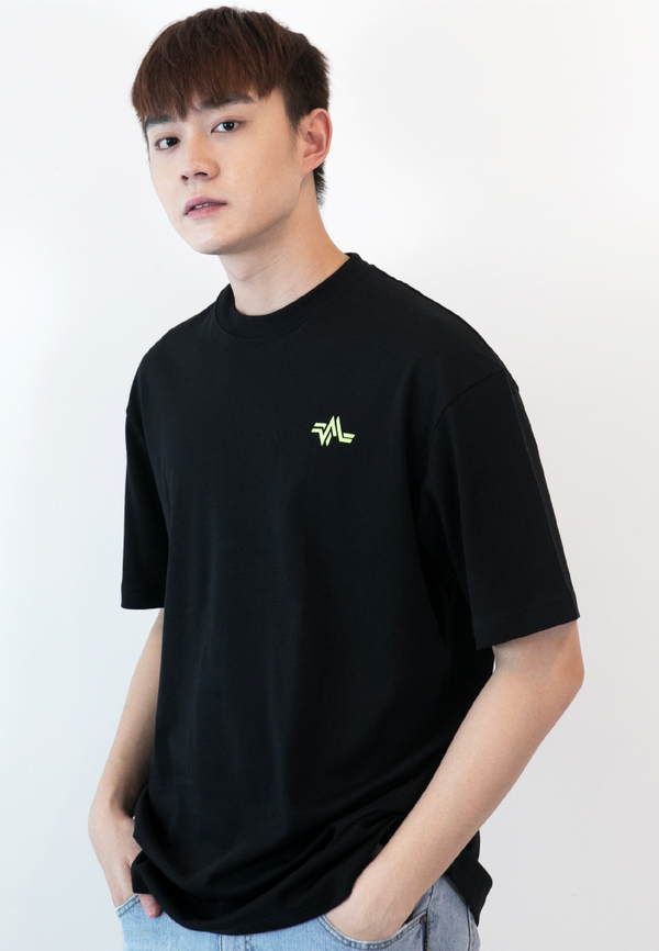 Oversized Repetition Logo Print Cotton Jersey T-Shirt (BLACK) - Ohnii Official Site