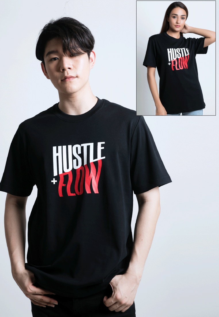 HUSTLE & FLOW PRINT COTTON JERSEY T-SHIRT (RED) - Ohnii Official Site