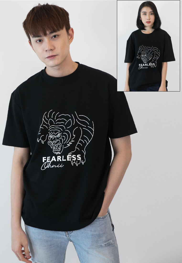 OVERSIZED FEARLESS TIGER PRINT COTTON JERSEY TSHIRT - Ohnii Official Site