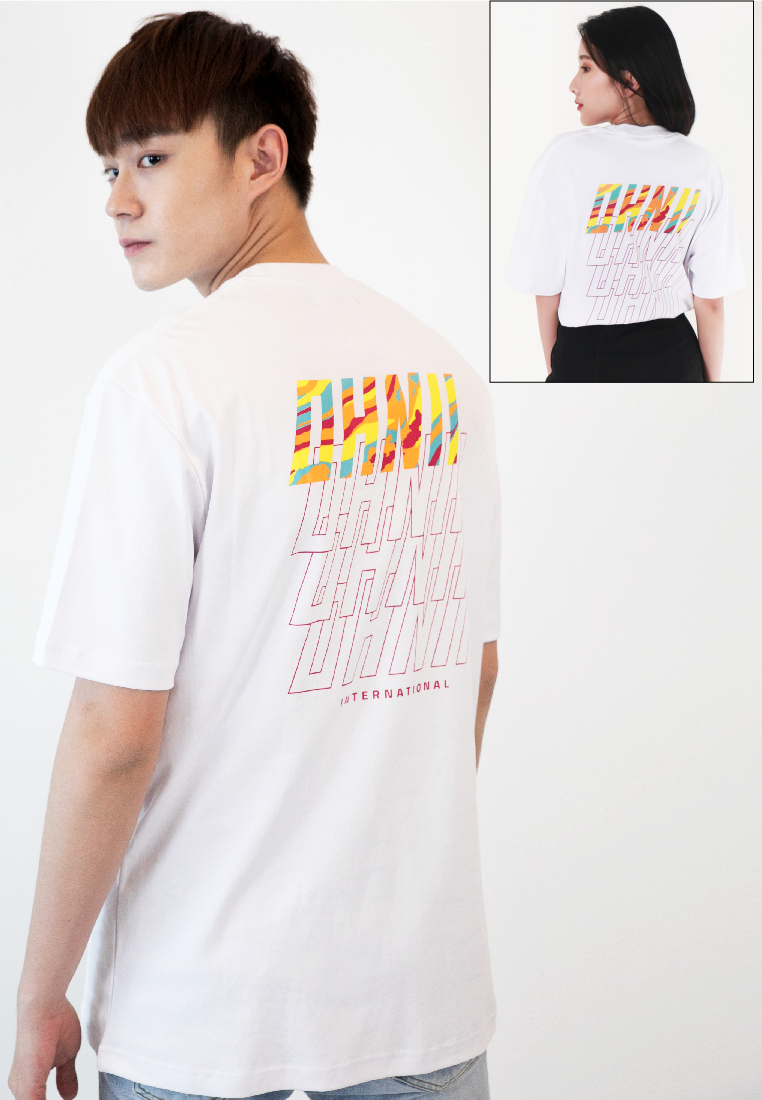 OVERSIZED CAMO REPETITION PRINT COTTON JERSEY T-SHIRT (WHITE) - Ohnii Official Site