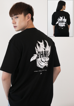 OVERSIZED KITSUNE PRINT COTTON JERSEY TSHIRT - Ohnii Official Site