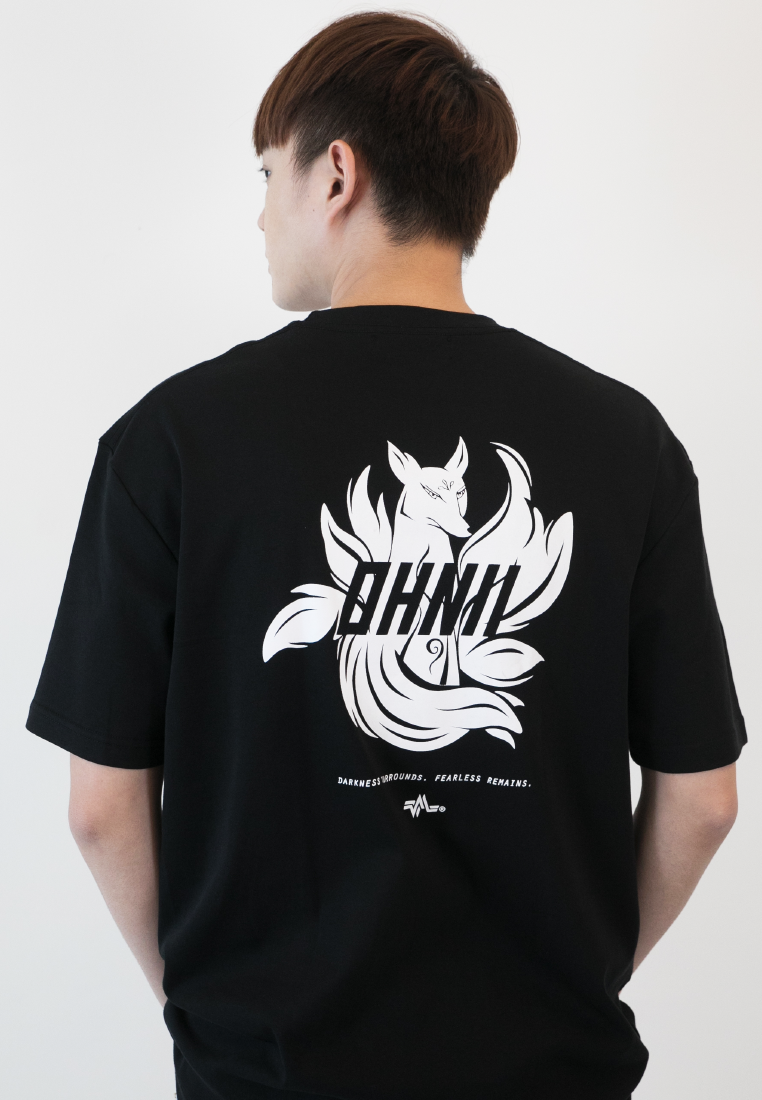 OVERSIZED KITSUNE PRINT COTTON JERSEY TSHIRT - Ohnii Official Site